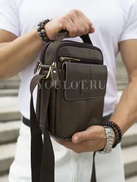 Мужская сумка через плечо из кожи Ruff Ryder 9071-1 для ежедневной носки