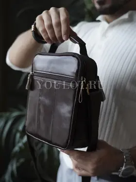 Сумка мужская кожаная через плечо с карманами Ruff Ryder 9071