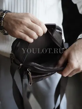 Сумка мужская кожаная через плечо с карманами Ruff Ryder 9071