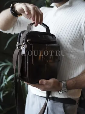 Сумка мужская кожаная через плечо с карманами Ruff Ryder 9071