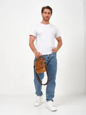 Кожаная сумка на плечо мужская повседневная Ruff Ryder 9072