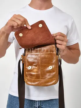 Кожаная сумка на плечо мужская повседневная Ruff Ryder 9072