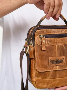 Кожаная сумка на плечо мужская повседневная Ruff Ryder 9072