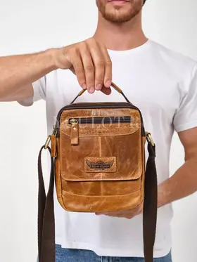 Кожаная сумка на плечо мужская повседневная Ruff Ryder 9072