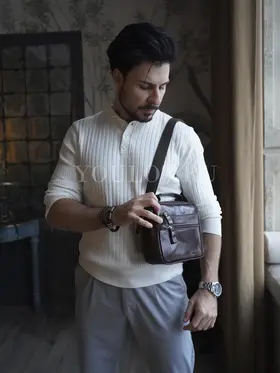 Мужская кожаная барсетка Ryff Ryder 9073 через плечо для города