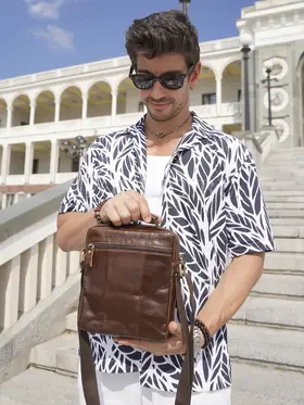 Сумка мужская на плечо из натуральной кожи Ryff Ryder 9153