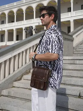 Сумка мужская на плечо из натуральной кожи Ryff Ryder 9153