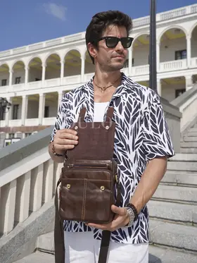 Сумка мужская на плечо из натуральной кожи Ryff Ryder 9153