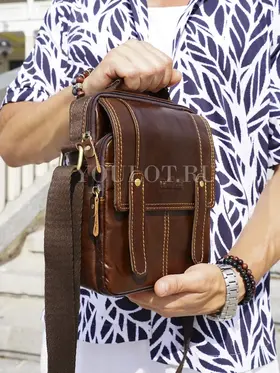 Сумка мужская на плечо из натуральной кожи Ryff Ryder 9153