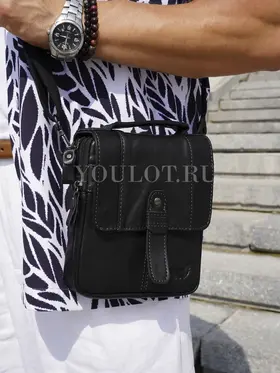 Сумка мужская через плечо из натуральной кожи Ryff Ryder 9156-1 черная