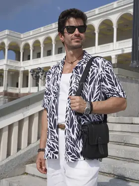 Сумка мужская через плечо из натуральной кожи Ryff Ryder 9156-1 черная