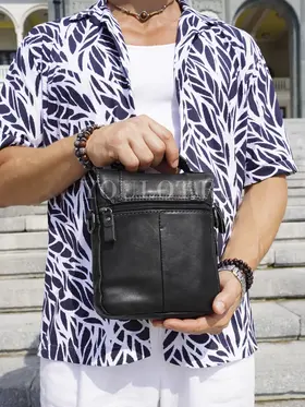 Сумка мужская через плечо из натуральной кожи Ryff Ryder 9156-1 черная