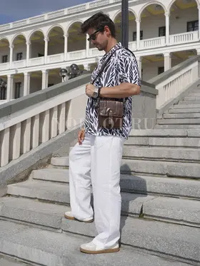 Сумка мужская через плечо из натуральной кожи Ryff Ryder 9156 коричневая