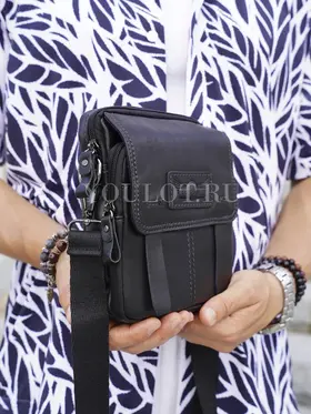 Сумка мужская через плечо кожаная Ryff Ryder 9157-1 черная