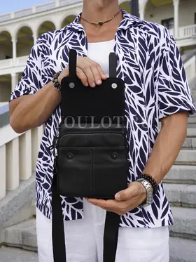 Сумка мужская через плечо кожаная Ryff Ryder 9157-1 черная