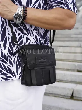 Сумка мужская через плечо кожаная Ryff Ryder 9157-1 черная