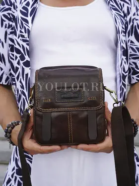 Сумка мужская через плечо кожаная Ryff Ryder 9157 коричневая