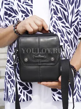 Сумка мужская кросс-боди из натуральной кожи Ryff Ryder 9158-1 черная