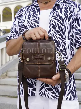 Сумка мужская кросс-боди из натуральной кожи Ryff Ryder 9158 коричневая