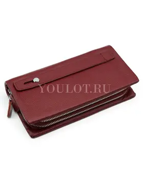 Кошелек женский с двумя молниями Briefcase 03D 9907-3 кожаный красный