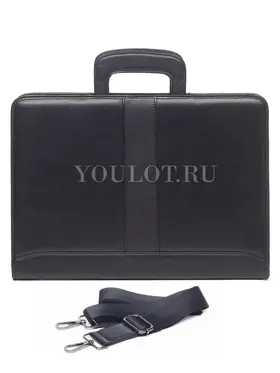 Папка-портфель для документов А4 Briefcase 2882-18 BLACK с двумя отделениями из кожи