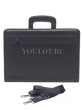 Папка-портфель для документов А4 Briefcase 2882-18 BLACK с двумя отделениями из кожи