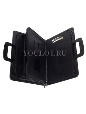 Папка-портфель Briefcase 2887-18 BLACK с ремнем через плечо и застежкой-молнией черная
