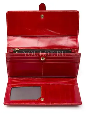 Женский кошелек для денег и карточек из натуральной кожи Briefcase 3023 RED