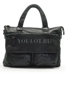 Мужской кожаный портфель Briefcase 33666# Black черного цвета