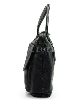 Мужской кожаный портфель Briefcase 33666# Black черного цвета