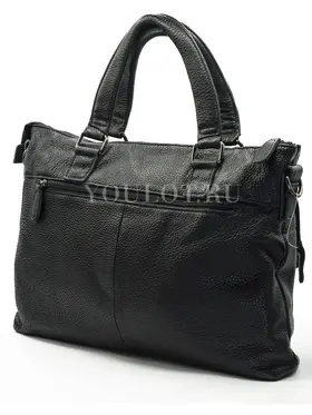 Мужской кожаный портфель Briefcase 33666# Black черного цвета