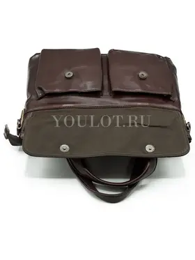 Мужской кожаный портфель Briefcase 33666# Brown с плечевым ремнем