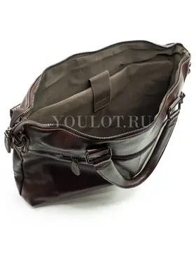 Мужской кожаный портфель Briefcase 33666# Brown с плечевым ремнем