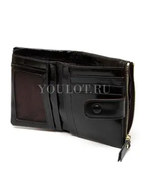 Маленький кошелек женский Briefcase 6019 кожаный черный