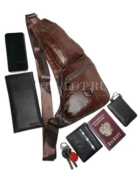 Сумка на плечо мужская из натуральной кожи Briefcase 6023#