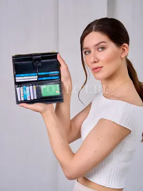 Кошелек портмоне женское Briefcase 8236 BLACK из натуральной кожи черный