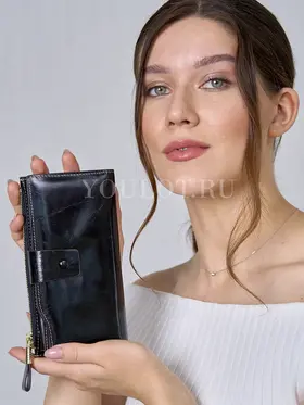 Кошелек портмоне женское Briefcase 8236 BLACK из натуральной кожи черный