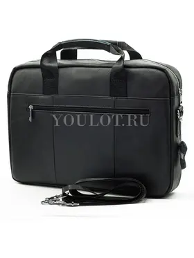Мужской кожаный портфель Briefcase 9022 Black для работы и повседневного ношения