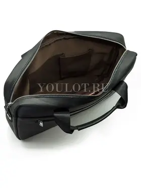 Мужской кожаный портфель Briefcase 9037 Black для документов и ноутбука