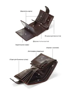 Портмоне мужское для денег и карт кожаное Briefcase 9050 BR