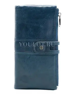 Женский кошелек для карт и наличных Briefcase C2152 из премиальной кожи синий