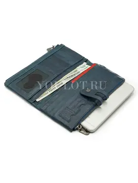 Женский кошелек для карт и наличных Briefcase C2152 из премиальной кожи синий