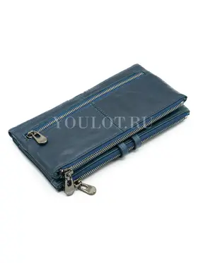 Женский кошелек для карт и наличных Briefcase C2152 из премиальной кожи синий