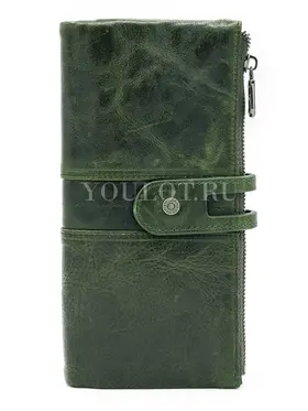 Кошелек кожаный женский Briefcase C2152 на кнопке зеленый