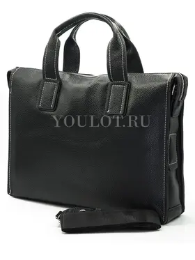 Мужской кожаный портфель Briefcase KR2804 Black через плечо для документов