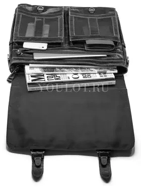 ​Портфель мужской кожаный Briefcase MB074 Black для документов и гаджетов