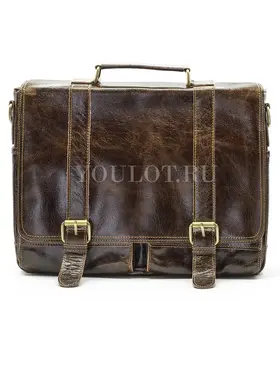 Портфель мужской кожаный Briefcase ​MB074 Coffee с клапаном и плечевым ремнем