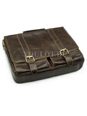 Портфель мужской кожаный Briefcase ​MB074 Coffee с клапаном и плечевым ремнем