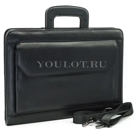Папка-портфель на молнии Briefcase 2887-01 BLACK с двумя отделами черная