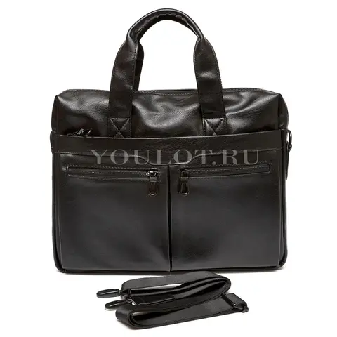 Портфель ​мужской Briefcase 8658-5# Black для ноутбука и документов из искусственной кожи
